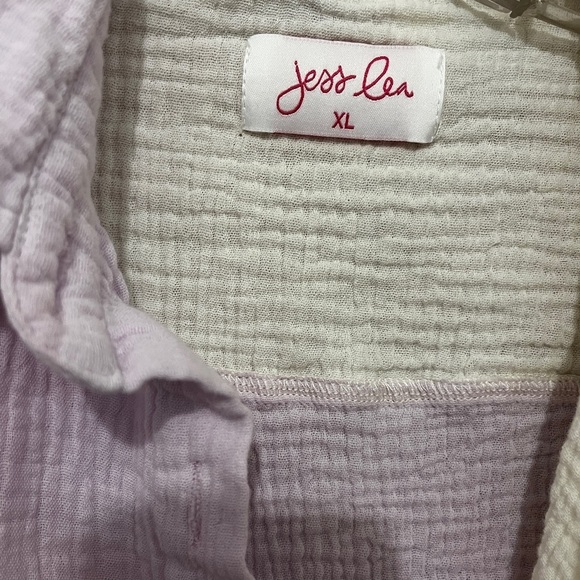 Jess Lea pink purple cream color block gauze button down shirt XL - Picture 3 of 3